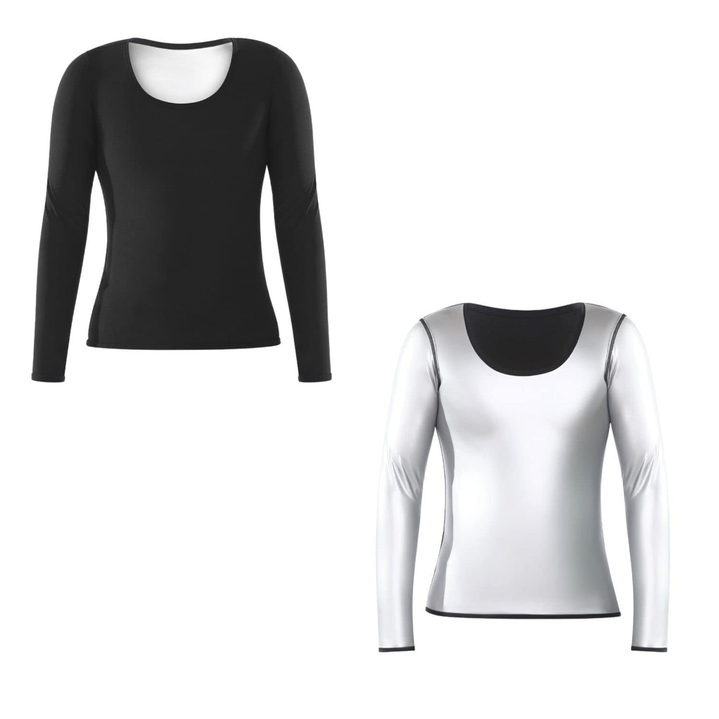 Nano Hertz Sauna Sweat Suit Shapewear Top Trainer Workout Body Shaper Sweatsuit Long Sleeve Shirt Women