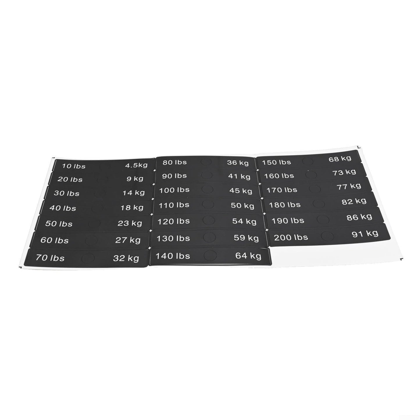 10LB-340LB Fitness Equipment Weight Stickers, PP Labels for Gym Weight Stack Blocks, Quick Identification for Dumbbells Barbells and Cable Machines, Black(10LB-200LB)