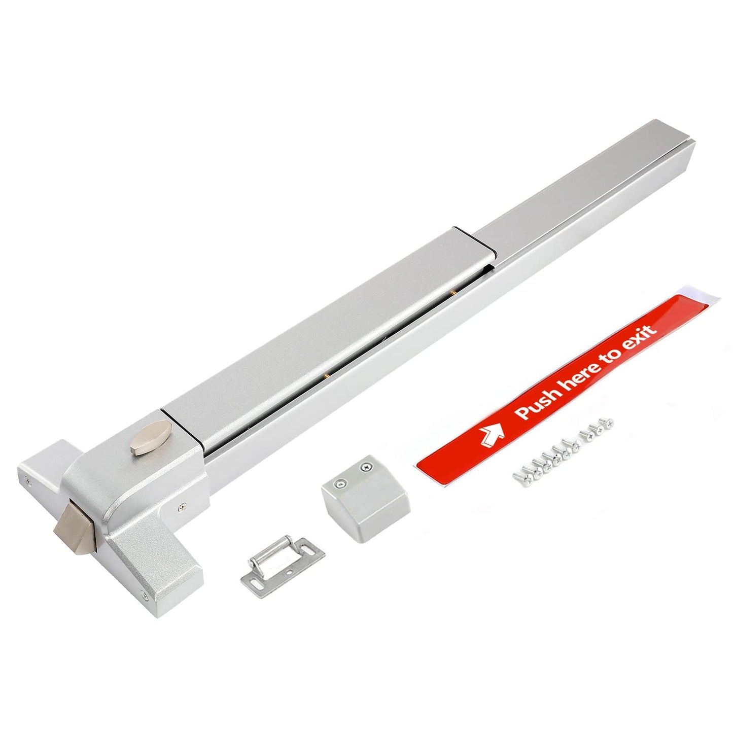PARTOL Panic Bars for Commercial Exit Doors - Silver Stainless Steel Panic Bar Lock Set Emergency Door Hardware fits 27.56-40.94 Inch Wood & Metal Doors
