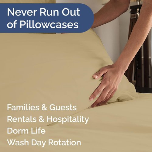 King Pillow Cases by LuxeHome | Ultra Soft Hotel Quality Covers - Wrinkle-Free, Stain & Fade Resistant - 10 Pcs Set in Beige