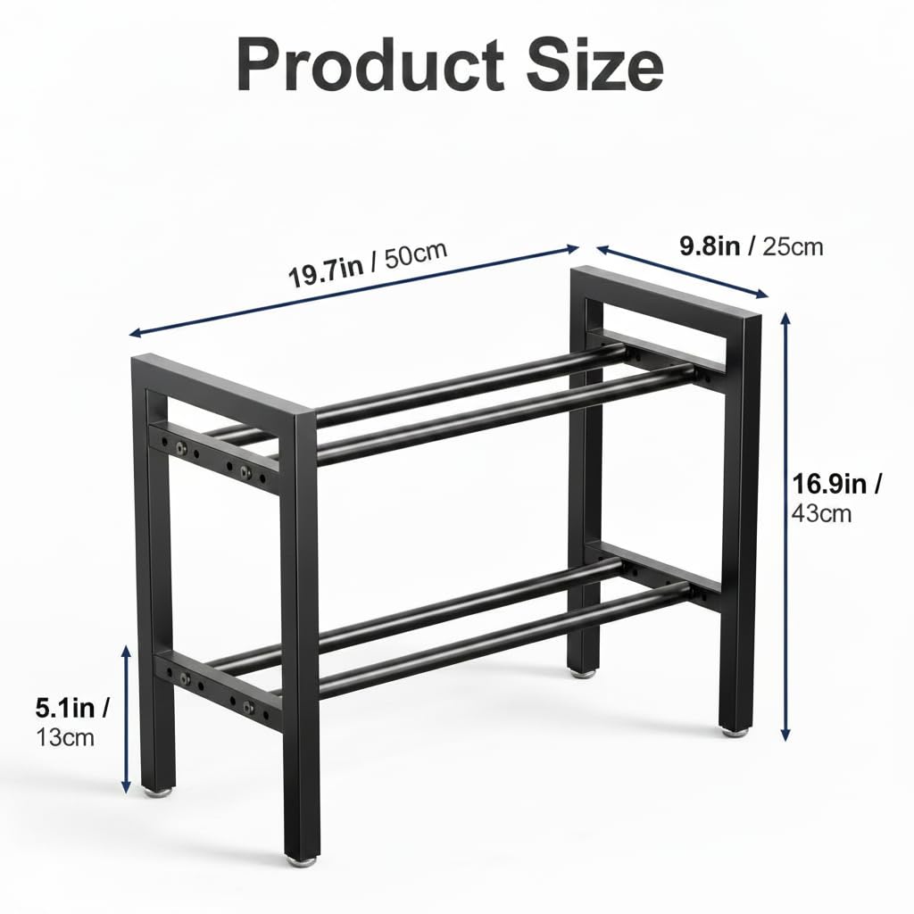 Kynbnire Dumbbell Rack, Adjustable 2-Tier Weight Rack for Home Gym, Compact Small Dumbbell Storage Rack for Dumbbells, Kettlebells and Weight Plates