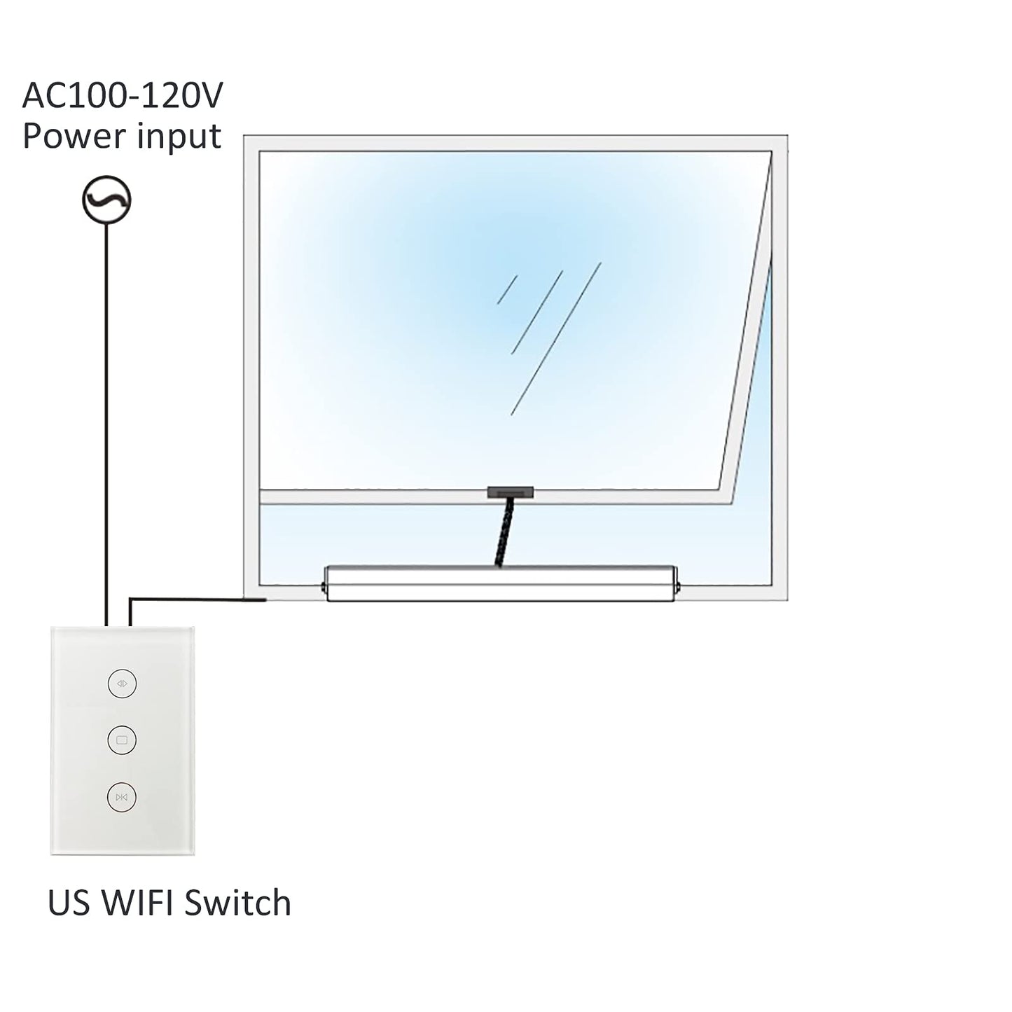 Olideauto Intelligent Smart AC Motor Automatic Window Opener with Wired US Standard WiFi Push Panel Phone App Control,Compatible for Alexa&Google Assistance Aluminum Alloy