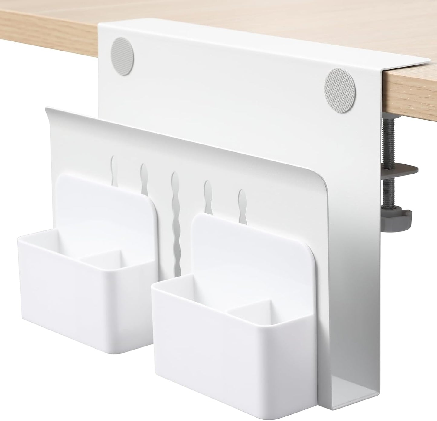 22 Lbs MAXECHO Desk Side Storage, Under Desk Laptop Mount, Table Side Hanging File Organizer, No Drill Clamp On Cable