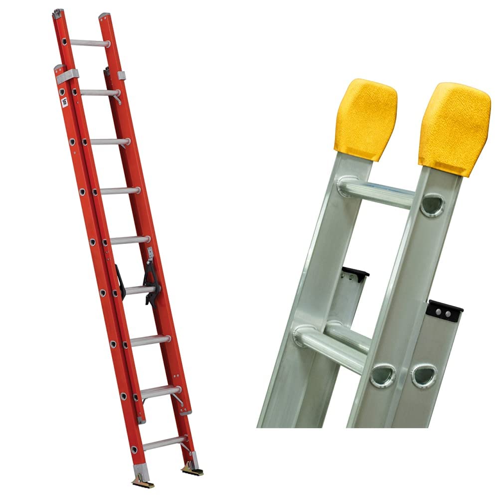 Louisville Ladder 16-Foot Fiberglass Extension Ladder with Pro-Guard Ladder Covers