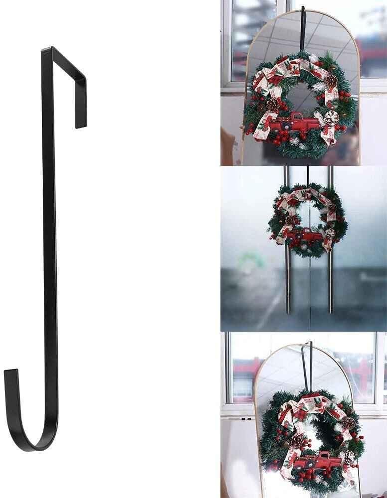 Regine Switzerland Adjustable Black Wreath Hanger - Durable Carbon Steel Door Hook for 15” Wreaths