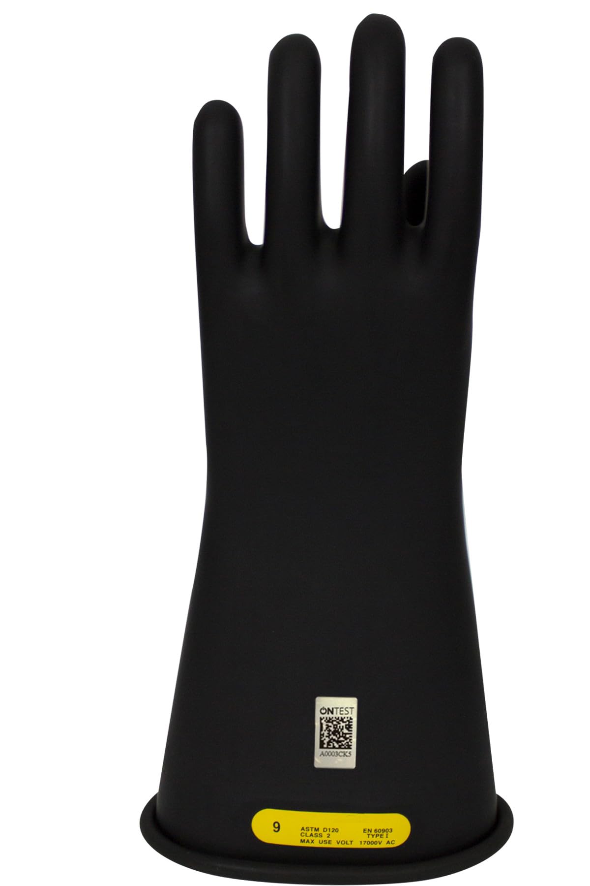 Enespro Class 2 Black Rubber Voltage Insulating Gloves, Max. Use Voltage 17000V AC/25500V DC, GC2B10