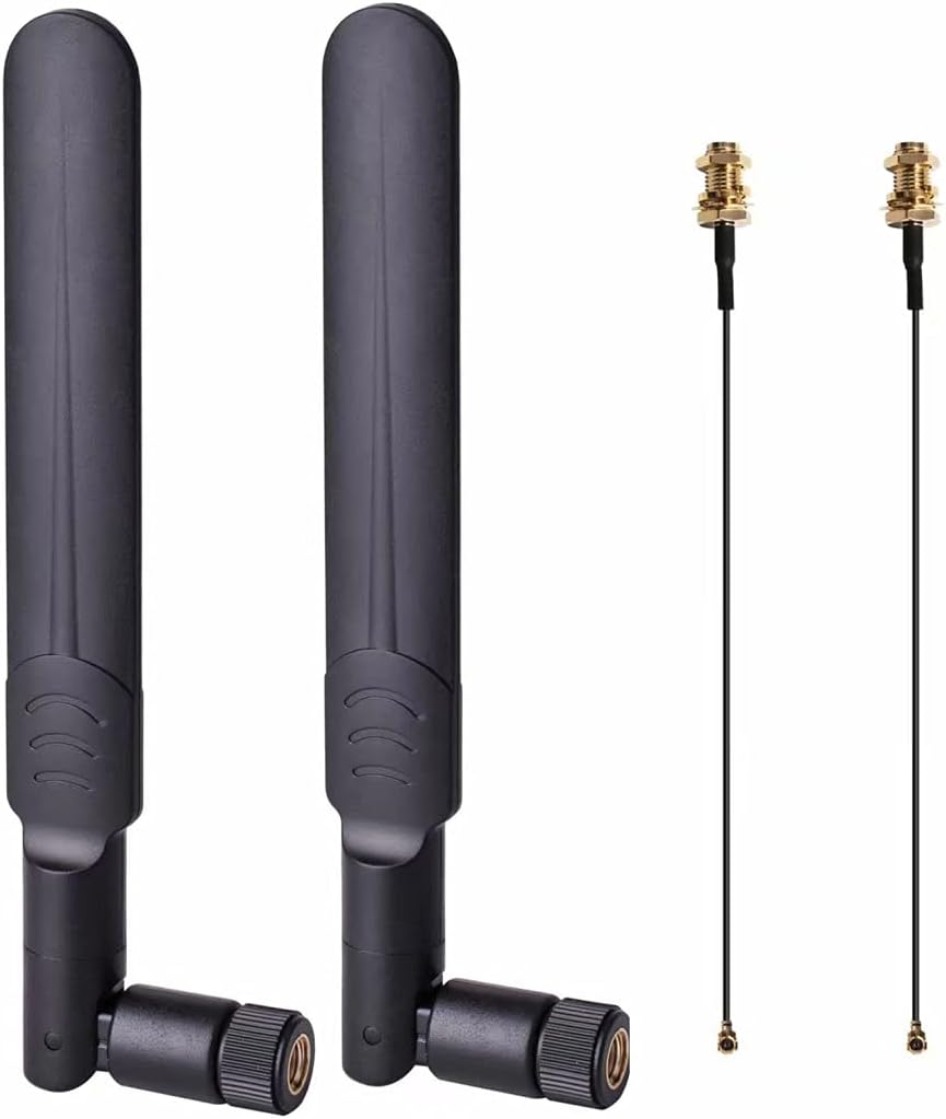 QUEENTI 2 8dBi 2.4GHz 5.8GHz +2 15CM PS4 x WiFi RP-SMA Male Antenna Dual Band x U.FL/IPEX to RP-SMA Female Pigtail