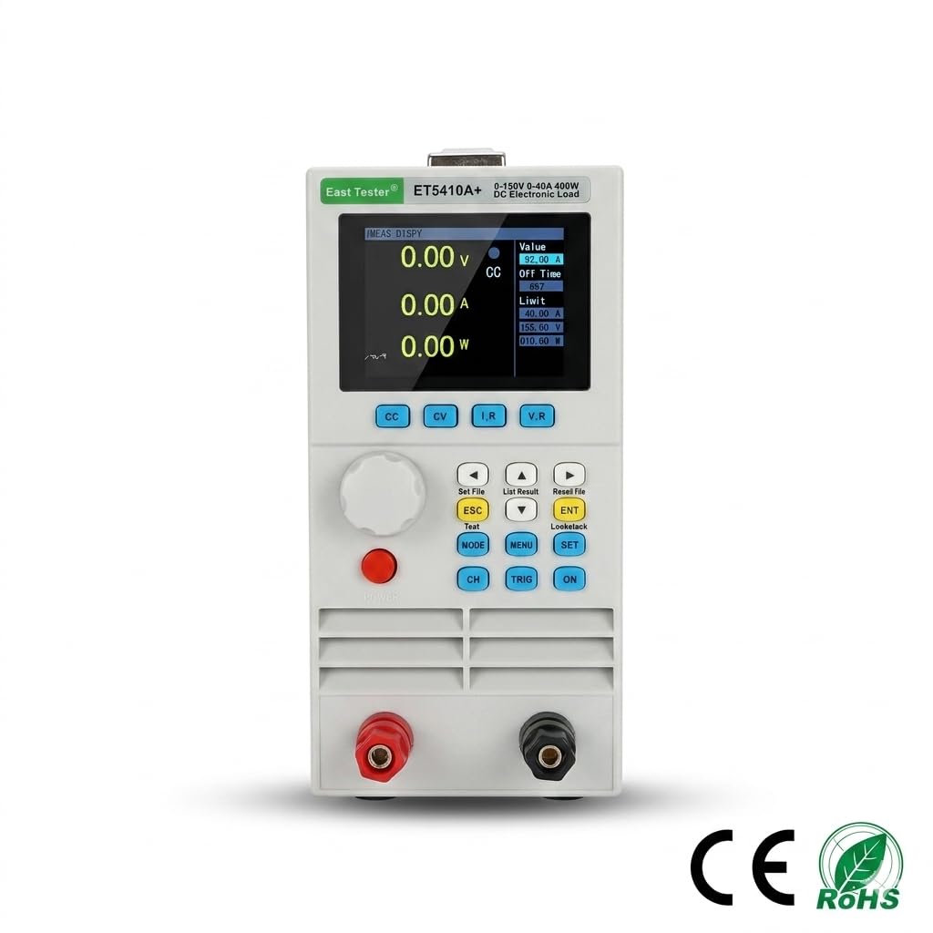 ET5410A+ Programmable DC Electronic Load Tester 400W, 0-150V/0-40A for Battery Capacity Discharge Test with USB Interface & LED Testing, Over-Voltage/Current Protection, LCD Display (Gray)