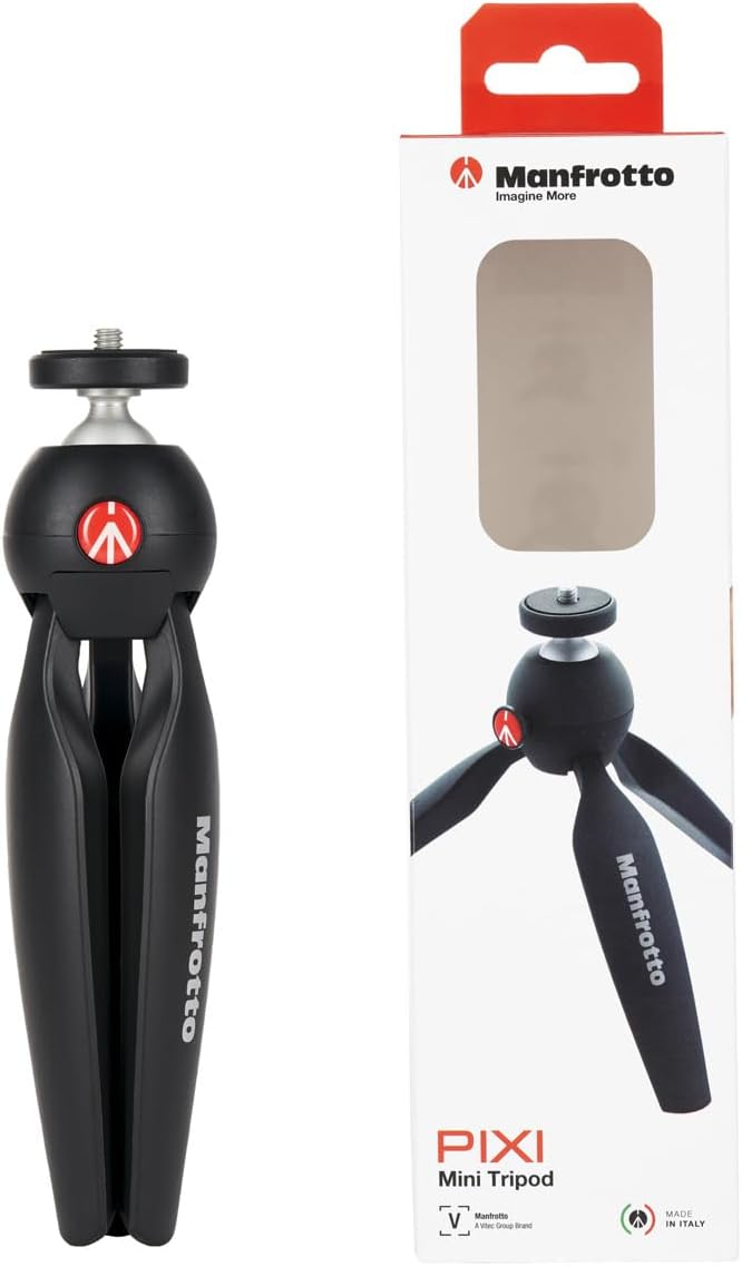 Manfrotto PIXI Mini Aluminum Tripod for Cameras and Smartphones - Black
