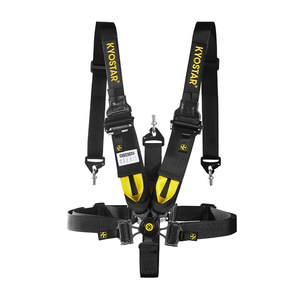 Kyostar 5 Point Safety Harness Racing Seat Belt 2"+3" Camlock Quick Release Premium Quality Heavy-Duty Soft Webbing Universal Black