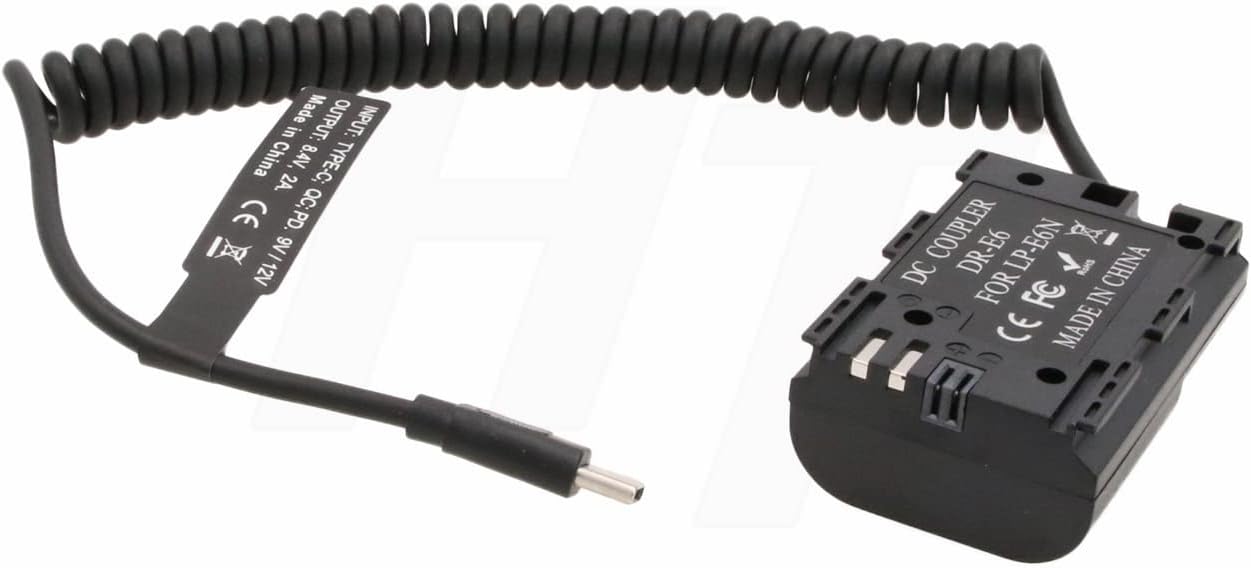HangTon LP-E6N Dummy R5 R5C R6 R7 R6 mk2 5D3 7D 4K Power Bank PD QC USB Type C to Battery for Canon EOS II BMPCC