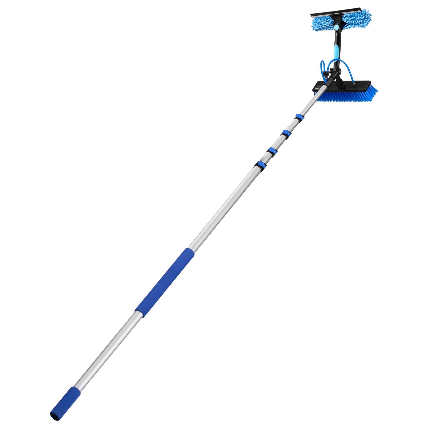 VEVOR Solar Panel Cleaning Kit, 26 ft, Water Fed Pole Kit with Cleaning Brush, Soap Dispenser, Extendable Aluminum Telescopic Pole, 180° Rotatable Brush Head, for Roof Mounted Solar Panels, Windows