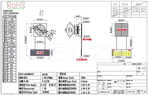Taidacent OV2640 160 24 ESP32 20MM Two Million Pixels Camera Wide-Angle Degree Pin DVP Interface Camera Module