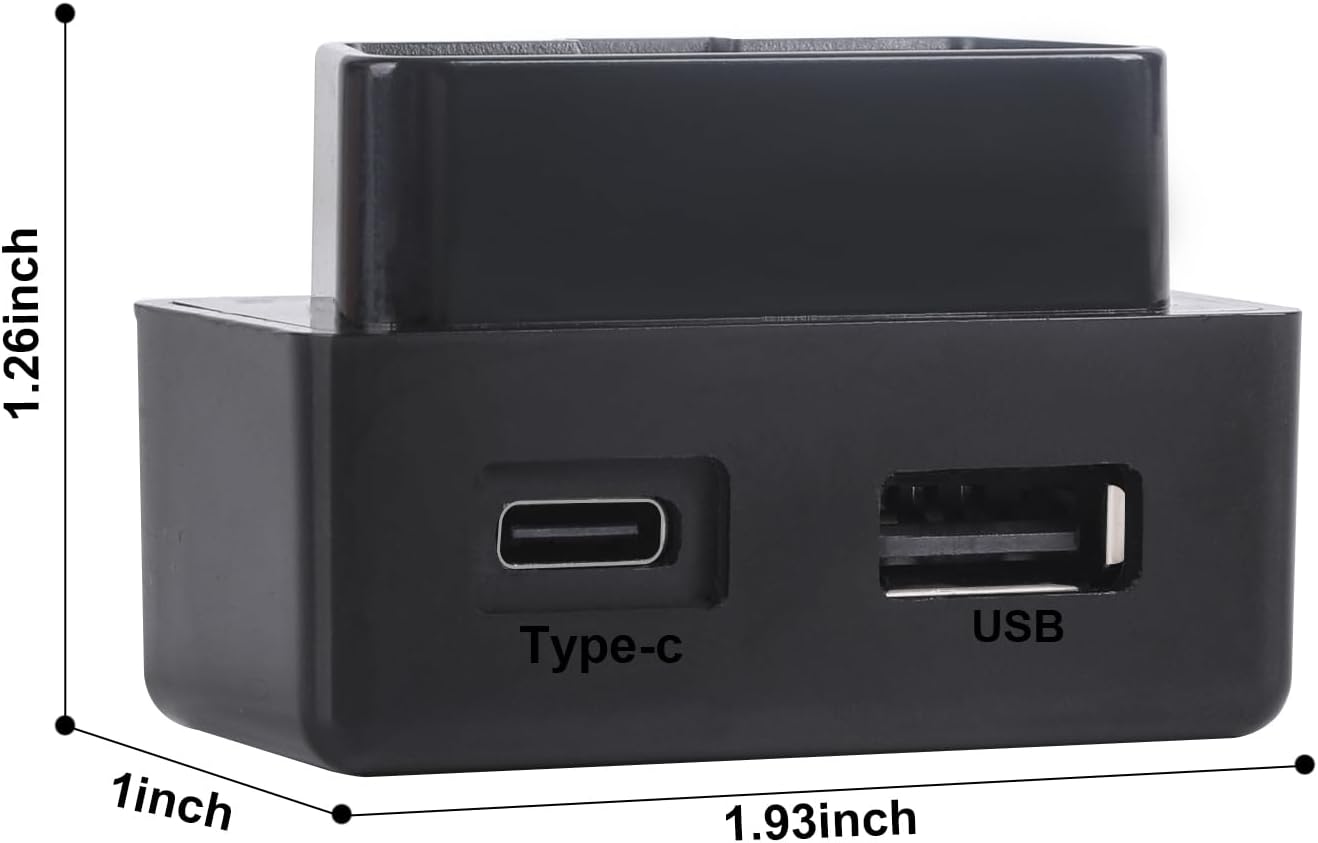 ZIWIMEGO Car OBD USB Charger Power Adapter, OBD to Type-C Female Adapter Charger for Dash Camera GPS Mobile Phones