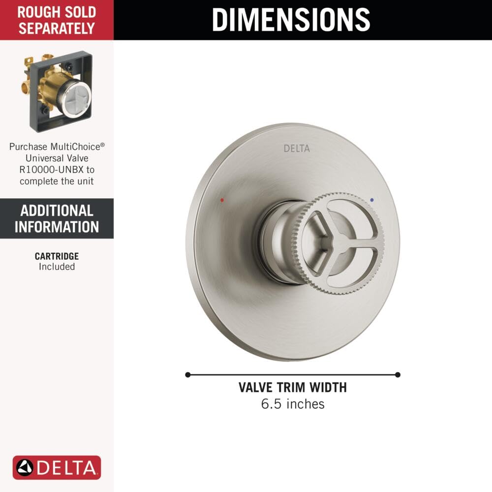 Delta Trinsic 14 Series Single-Function Valve Trim Kit, Brushed Nickel Handle Set for Shower Faucet System, Stainless T14058-SS (Valve Not Included)