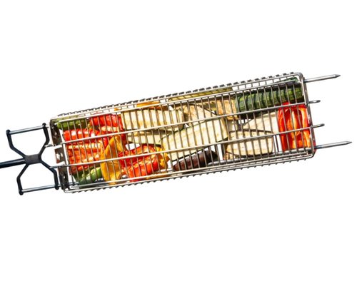 KANKA Grill 100% Stainless Steel BBQ Grill Basket – Double Size Grilling Basket for Fish, Steak, Vegetables & Kebab – Adjustable Levels, Outdoor BBQ Accessories, Dishwasher Safe, XL