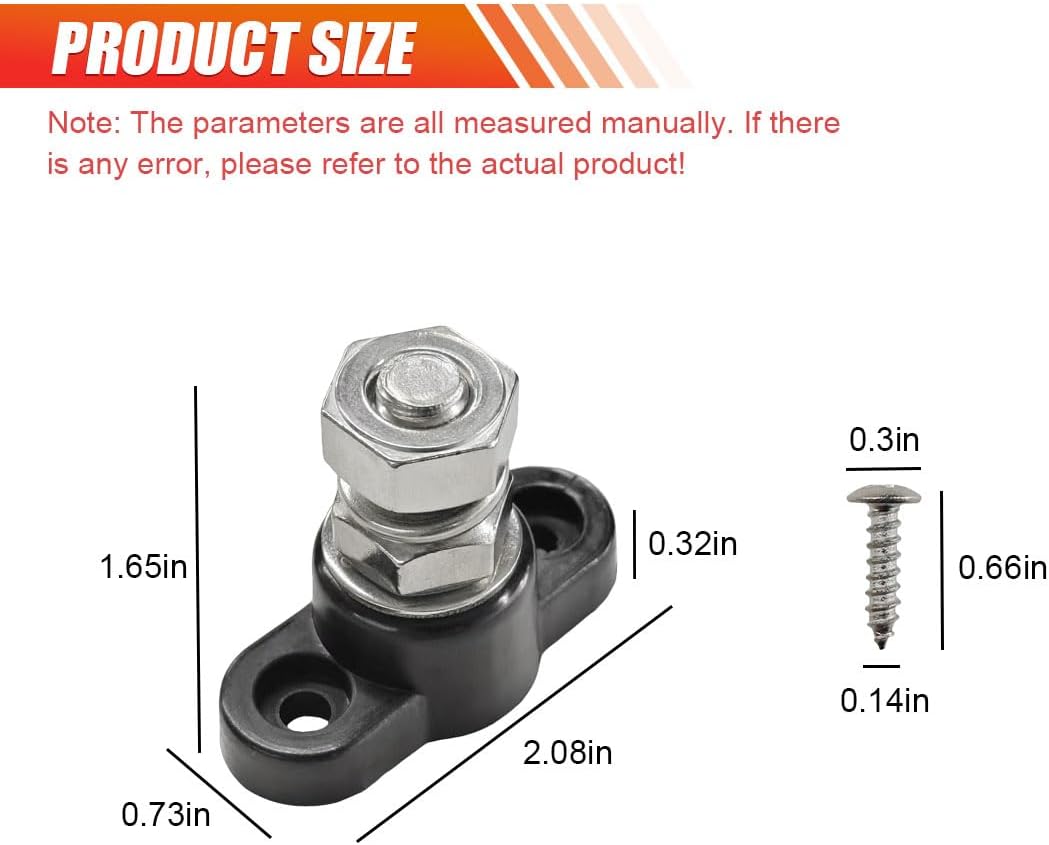 LAINLOY 3/8" 12V M10 Battery Power Junction Block Stud Stainless Steel Post, DC Single Stud with Insulated Base