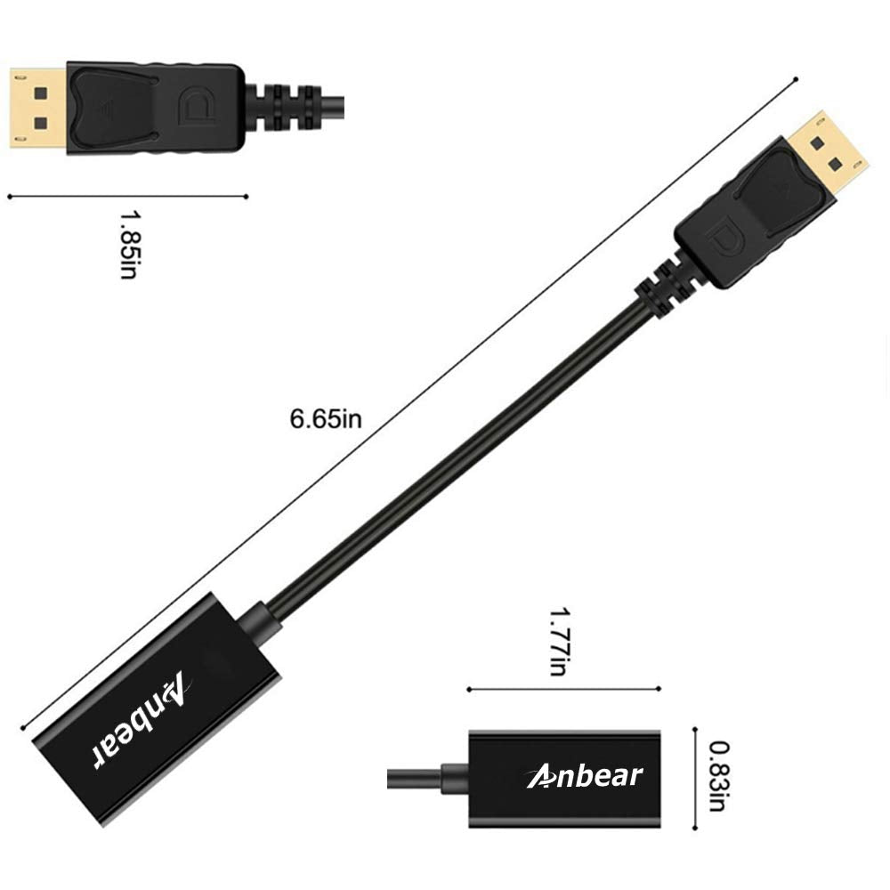 Anbear (1 Pack, DisplayPort to HDMI, Display Port Adapter to HDMI for Desktops and Laptops Connect to HDMI Displays DP)