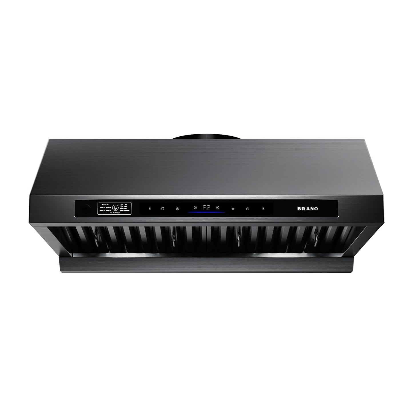 BRANO 30inch Under Cabinet Range Hood with 1200 CFM Power, Stainless Steel Ducted Vent Hood with Voice & Gesture Control, PVD Titanium Plated Finish, 6 Speed, DC Motor(30inch)