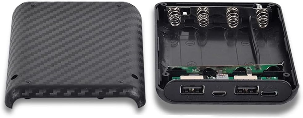 Floweringbeter 4 5V 2 4A, 5V 2.4A) Slots Power Bank Battery Box Charging Case with Type C and Mic Input, Dual USB