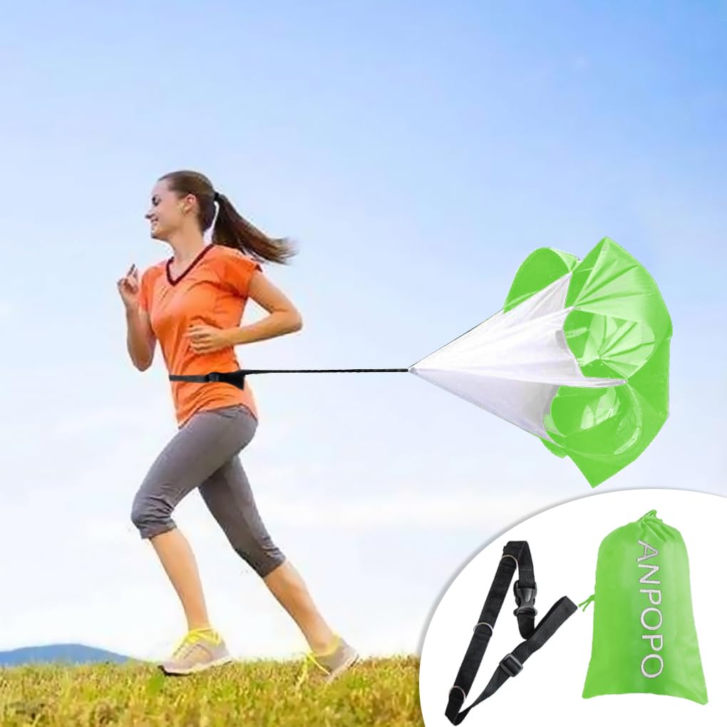 ANPOPO Bfsmile Running Speed Training 56" Parachute with Adjustable Strap, Free Carry Bag. Speed Chute Resistance Running Parachute for Kids Youth and Adults (Green)