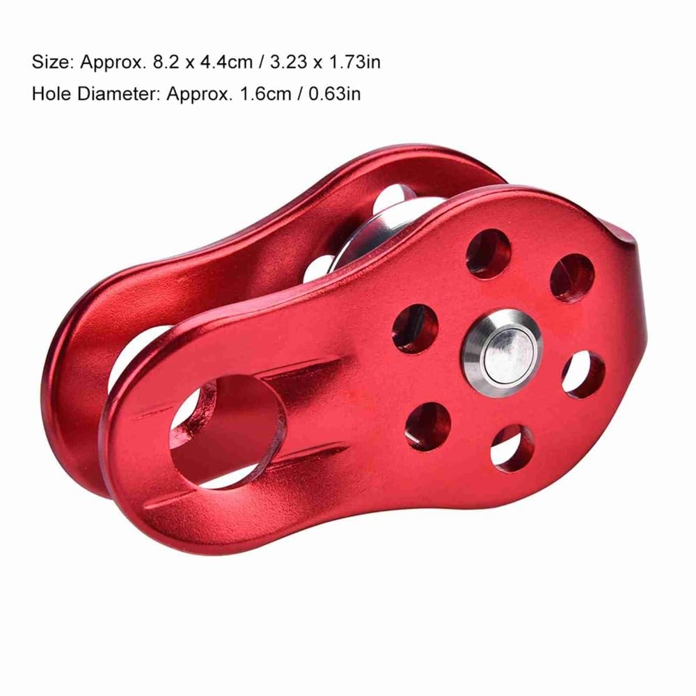 Chiffonade 2 Pcs 20KN Heavy-Duty Aluminum Alloy Pulley - Fixed Side Rope Pulley for Climbing, Rappelling & Outdoor Activities (Red)