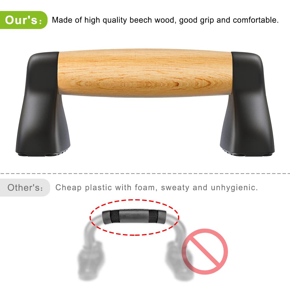 Push Up Bars, Wooden Push Up Handles for Floor, Sturdy Pushup Stands for Men & Women Home Gym Strength Training Equipment Fitness, Wood Pushup Bar Handle Grip, 2 Pack
