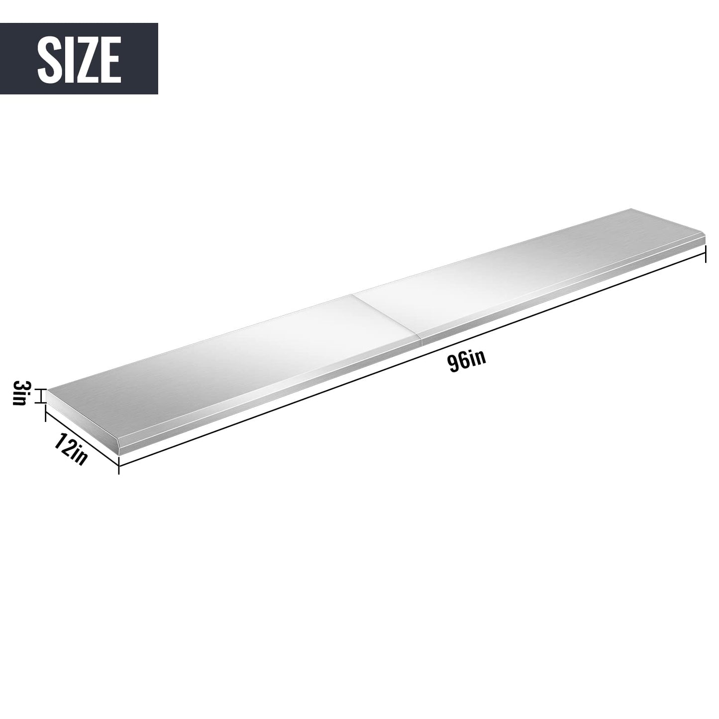 Migoda Folding Concession Shelf 96" x 12", Stainless Steel Drop Down Serving Food Space-Saving Stand Serving Shelf for Concession Windows