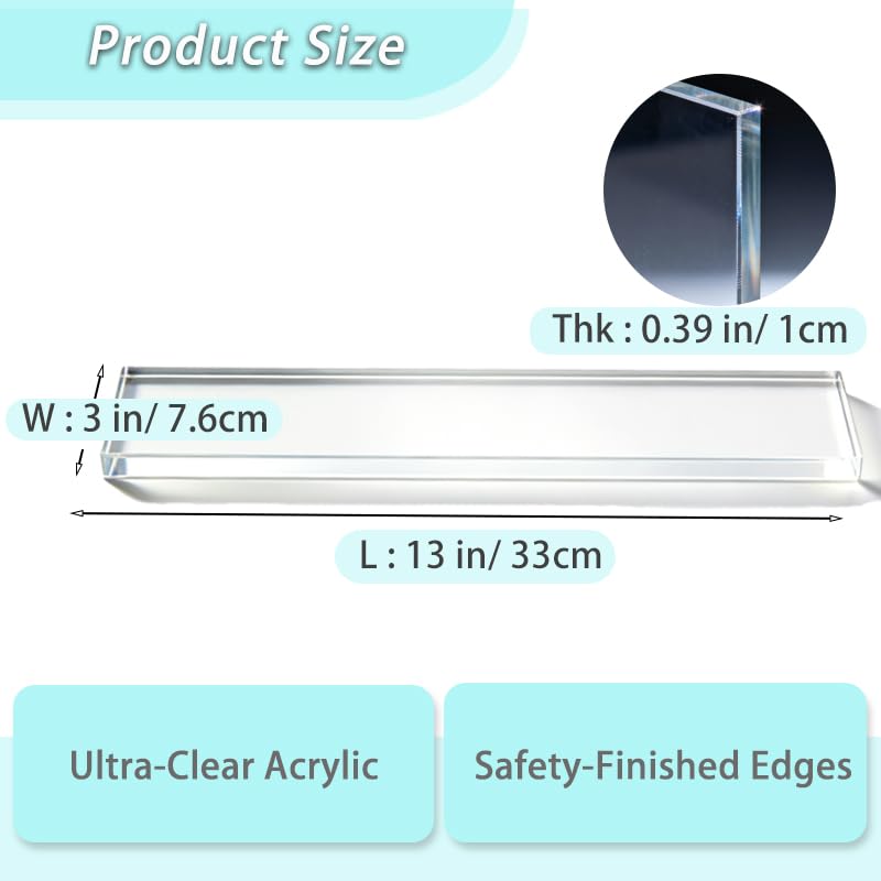 Yunguzi 2 PCS 13 Inch Acrylic Medicine Cabinet Shelves – Clear Replacement Cabinet Shelf for Bathroom, Kitchen, Living Room, Wall-Mounted & Hanging Cabinets