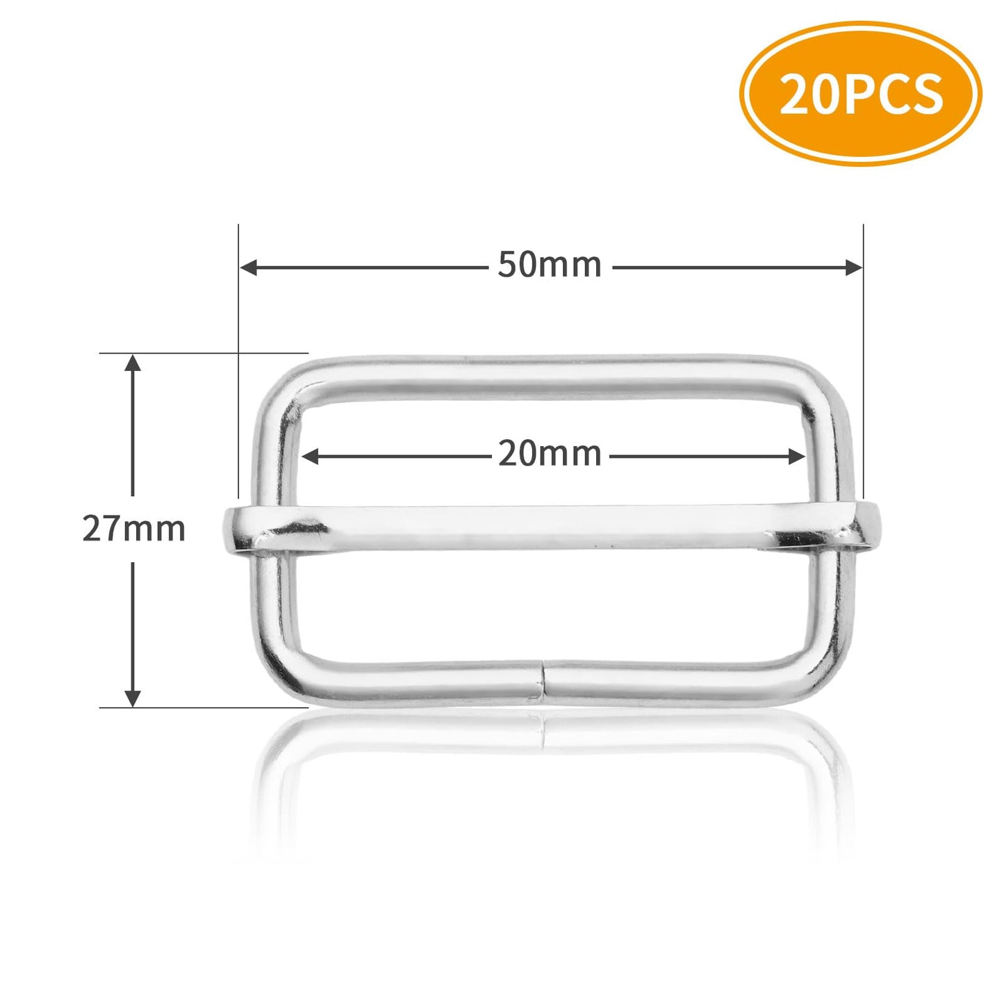 20 Pack 1-1/2 Inch Metal Buckles Adjustable Slide for Purse Bag Hardware Making Supplies Backpack replacement Keeper Belt Bulk Bags DIY Accessories Hardware Pin Strap Buckle,1-1/2" Silver 20pack