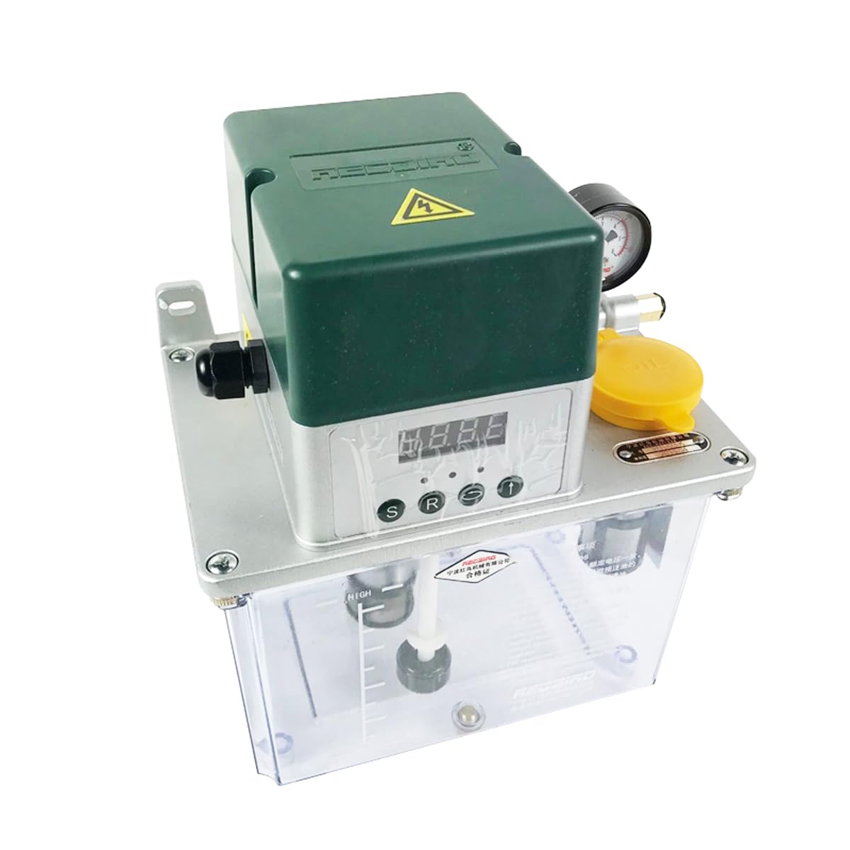INTBUYING 110V Automatic Lubricating Oil Pump with Pressure Gauge Automatic Lubricating Pump CNC Oil Pump with 3L Reservoir Capacity for Punching Lathe Cutting Milling Machine