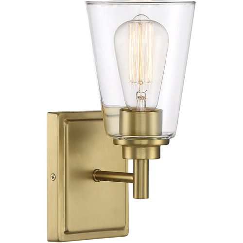 DESIGNERS FOUNTAIN Westin Wall Sconce Light, 10.75 Inch Lighting Fixture for Bedroom, Bathroom and Entryway, Brushed Gold, 95701-BG