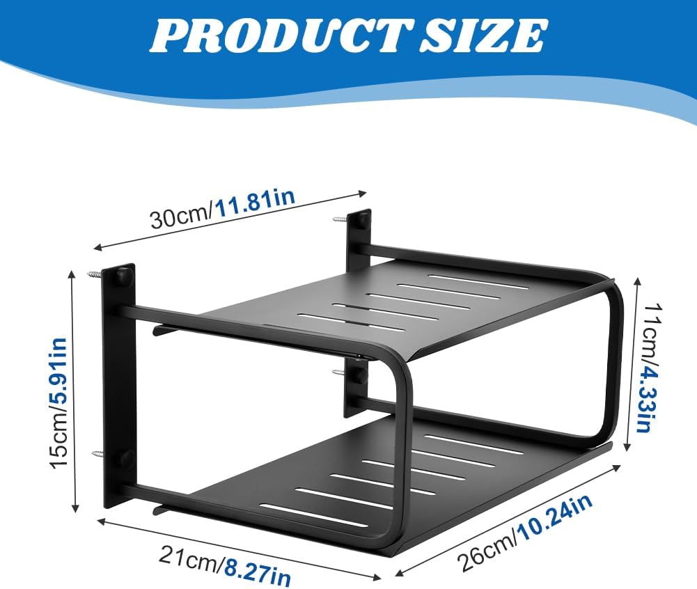 Tookie 2 Accessories(10.24 8.27in) Layers Projector Shelf, Wall Mount Double Floating Shelf Under TV Entertainment