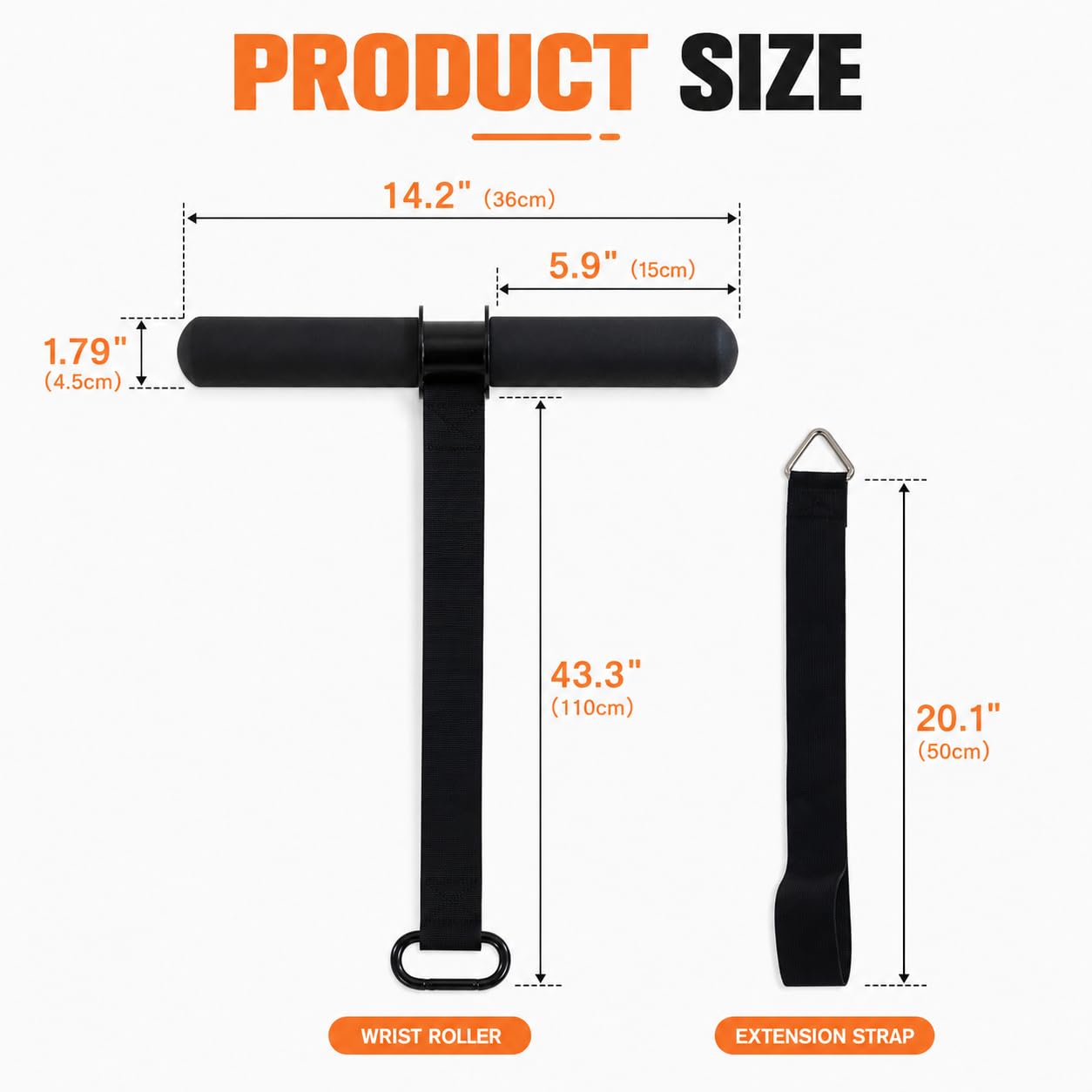 Wrist Roller Forearm Strengthener with Wrist Strap, Thick Carbon Steel Forearm Exerciser Grip Strength Trainer, 300 LB Nylon Webbing for Single-Arm Pull Training, Home Gym Wrist Trainer