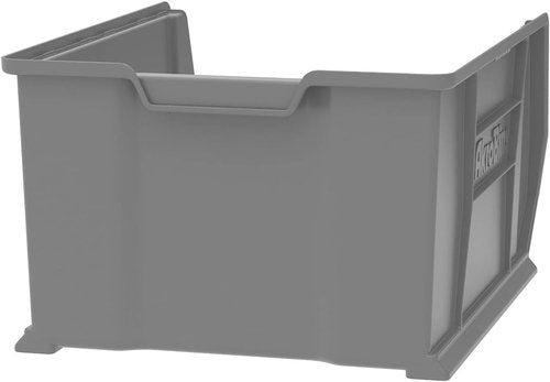 Akro-Mils Super-Size Plastic Storage Bins - Space-Saving Stackable Design, 24" L x 18" W x 12" H, Grey