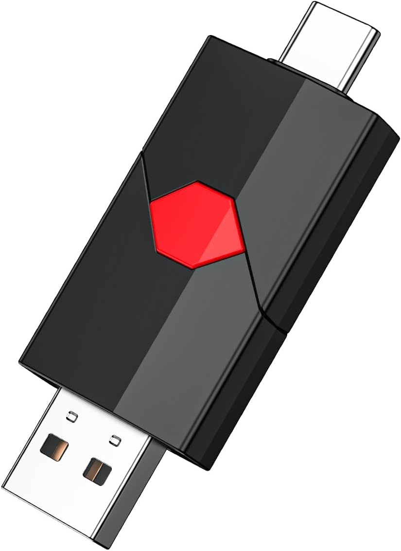Aiibe 128GB 128GB 15/16 USB C Flash Drive Dual Type C + USB A Jump Drive Push-Pull Thumb Drive for iPhone Smartphone