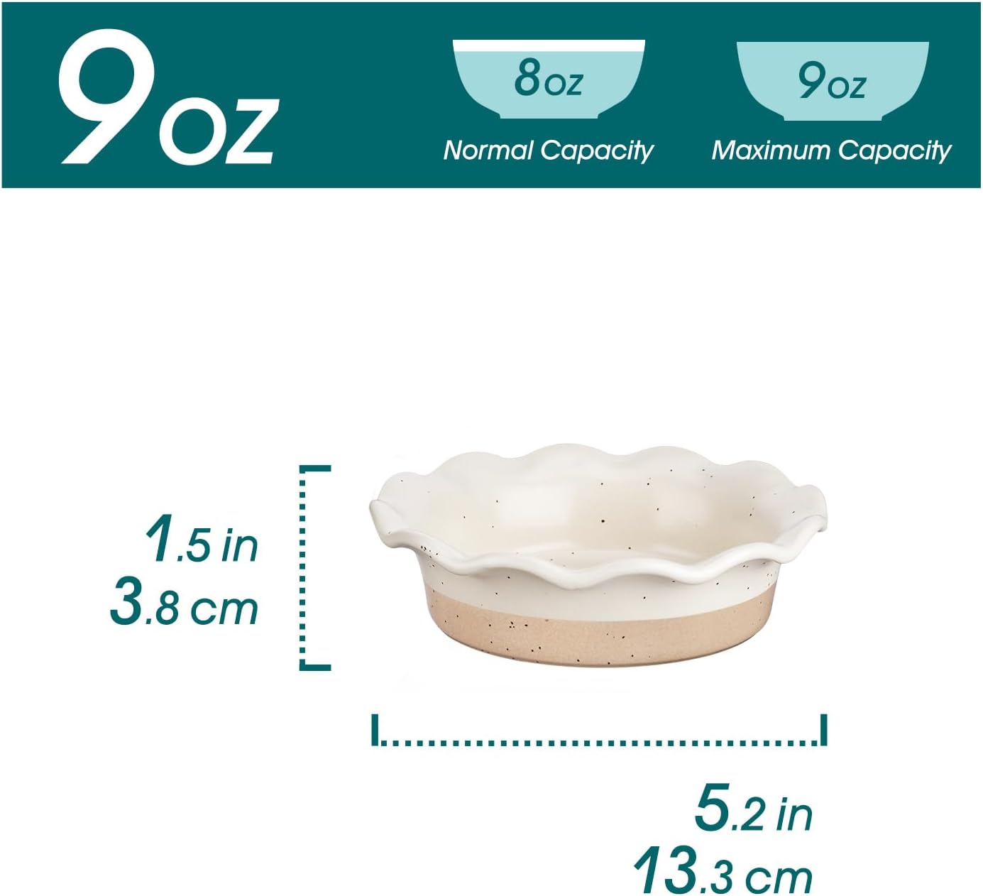 Vancasso Mini Pie Pans - Set of 6 Ceramic Deep Dish Plates | 5.2 Inch Ruffled Edge, Oven & Microwave Safe, Cream