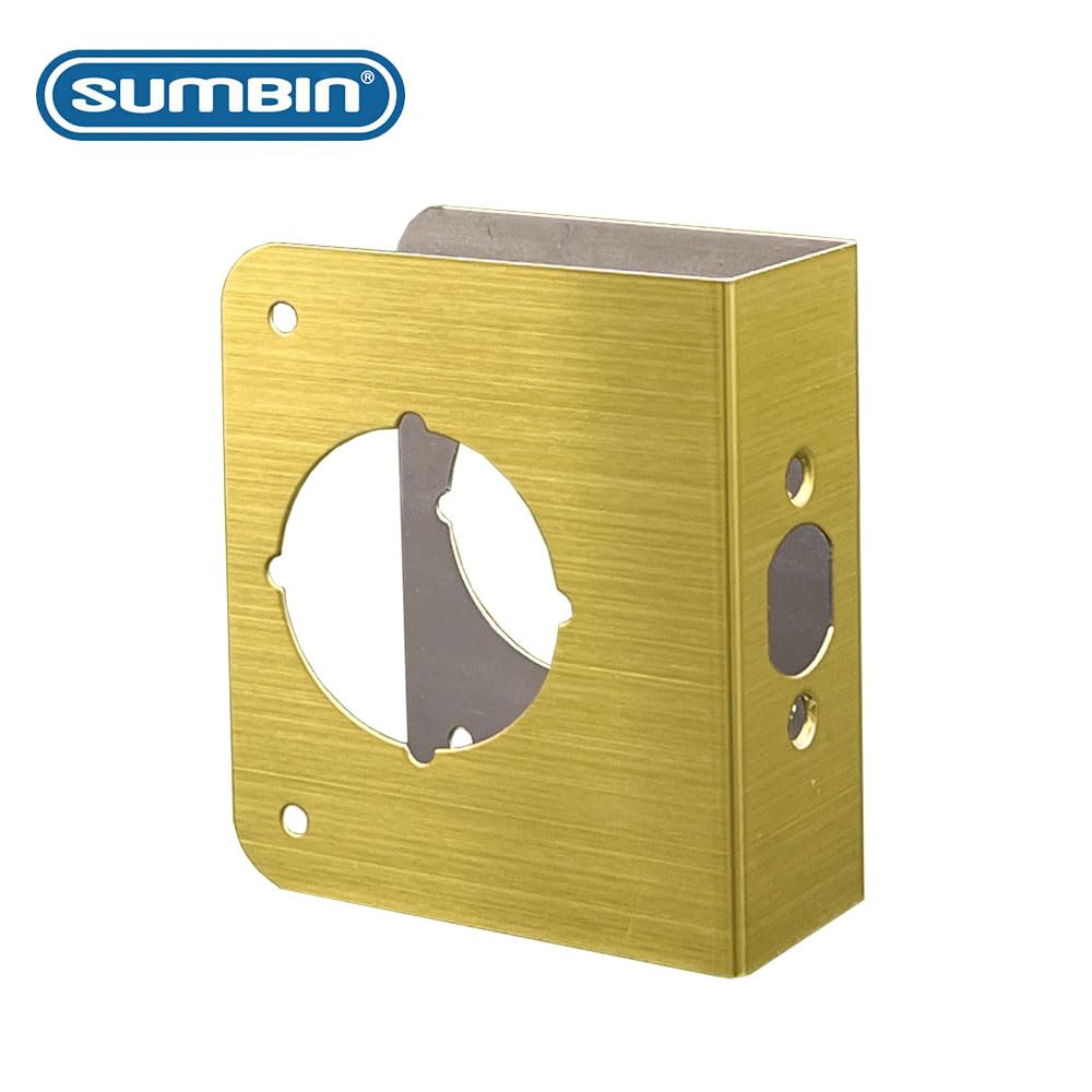 SUMBIN Door Guard Reinforcer 1-3/8-Inch Thick by 2-3/8-Inch Backset 2-1/8-Inch Bore with Satin Brass Color