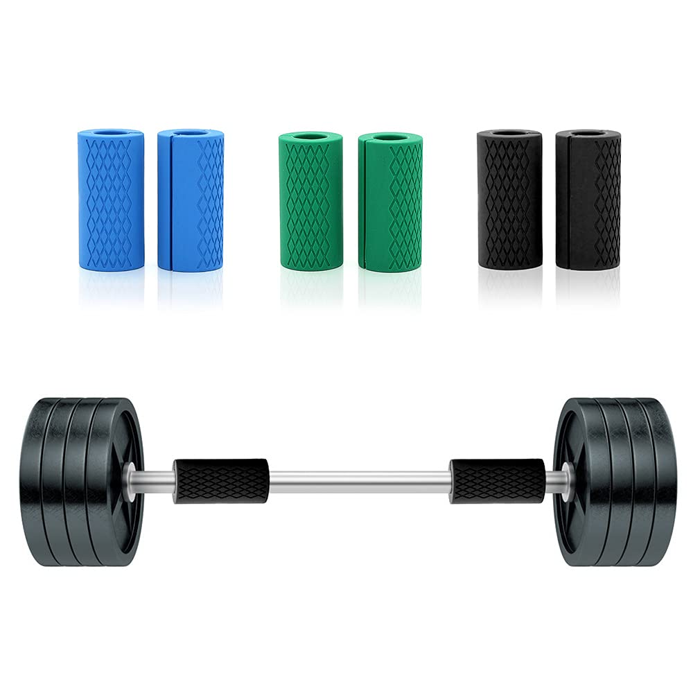 Grip Fat Bar Dumbbell Grips - Thick Barbell Handle for Weightlifting, Fitness - Silicone Non-Slip Protective Pad, 1 Pair Green