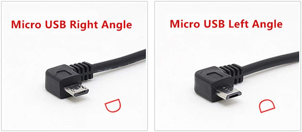 5M 2.0 90 5pc 55 2 USB A to Micro B USB Power Cable Charge Cord Degree Left Angle with Wiring Clips for Garmin Dash Cam
