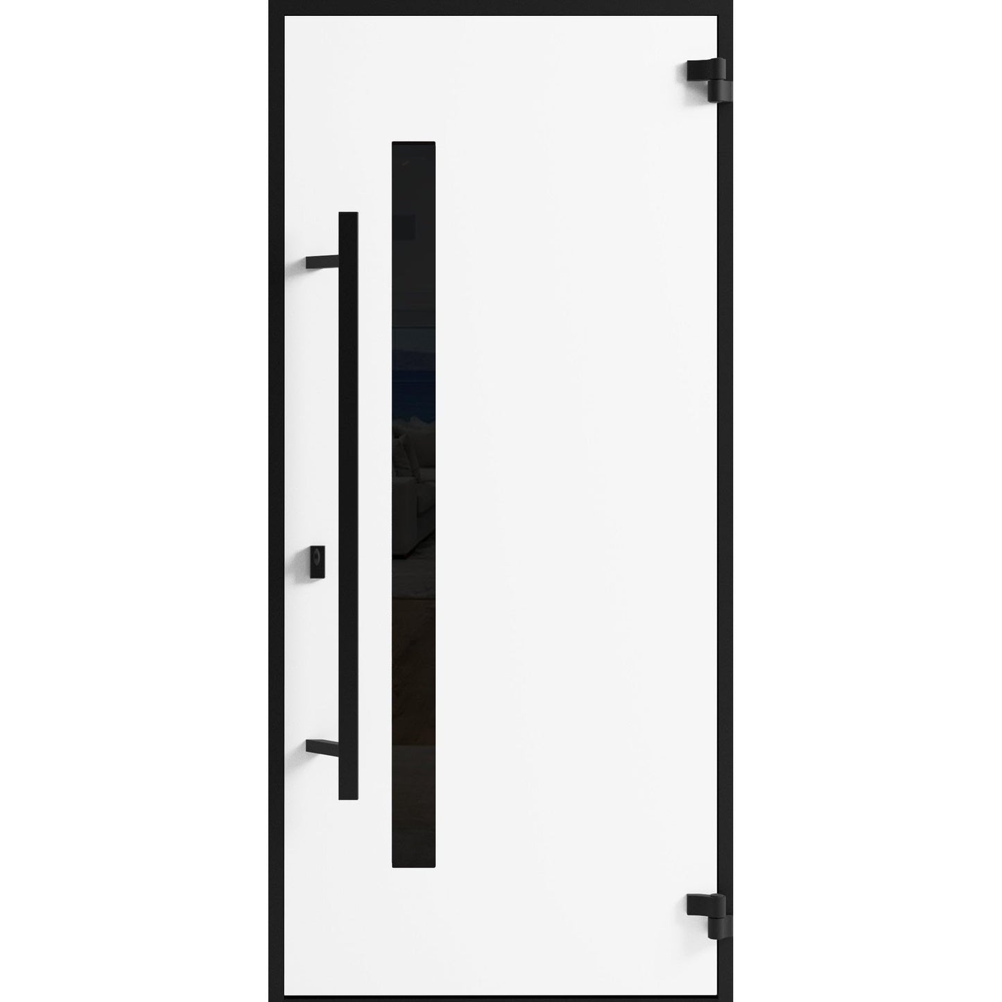 VDOMDOORS Front Exterior Prehung Steel Door/Ronex 0162 Red Oak/Entry Metal Modern Painted W36 x H80 Left Hand Inswing