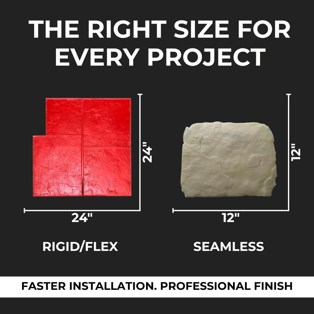 Ashlar Slate Stone Concrete Stamps Mats Set of 5 - Made in USA 24" x24” - Durable Polyurethane, Flexible & Rigid Forms for Driveways and Patios – (SM 3001/S-5)