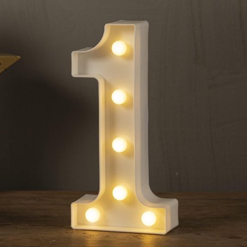 HXWEIYE Marquee Light Up Numbers | 8.5 Inch Decorative Sign - Battery Powered Warm White for Parties & Christmas Decor