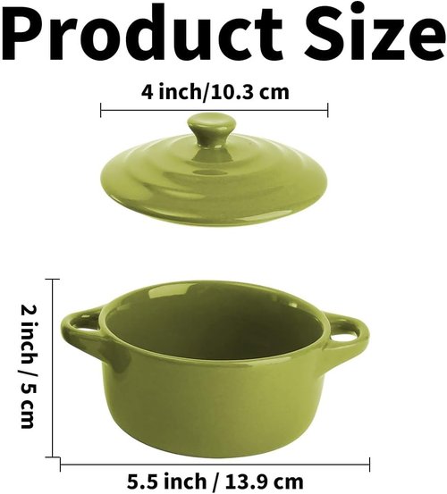 Mini Cocotte 6-Pack by [Brand Name] - 8 OZ Ceramic Ramekins with Lids & Handles | Oven-Safe Casserole Dishes in 6 Colors