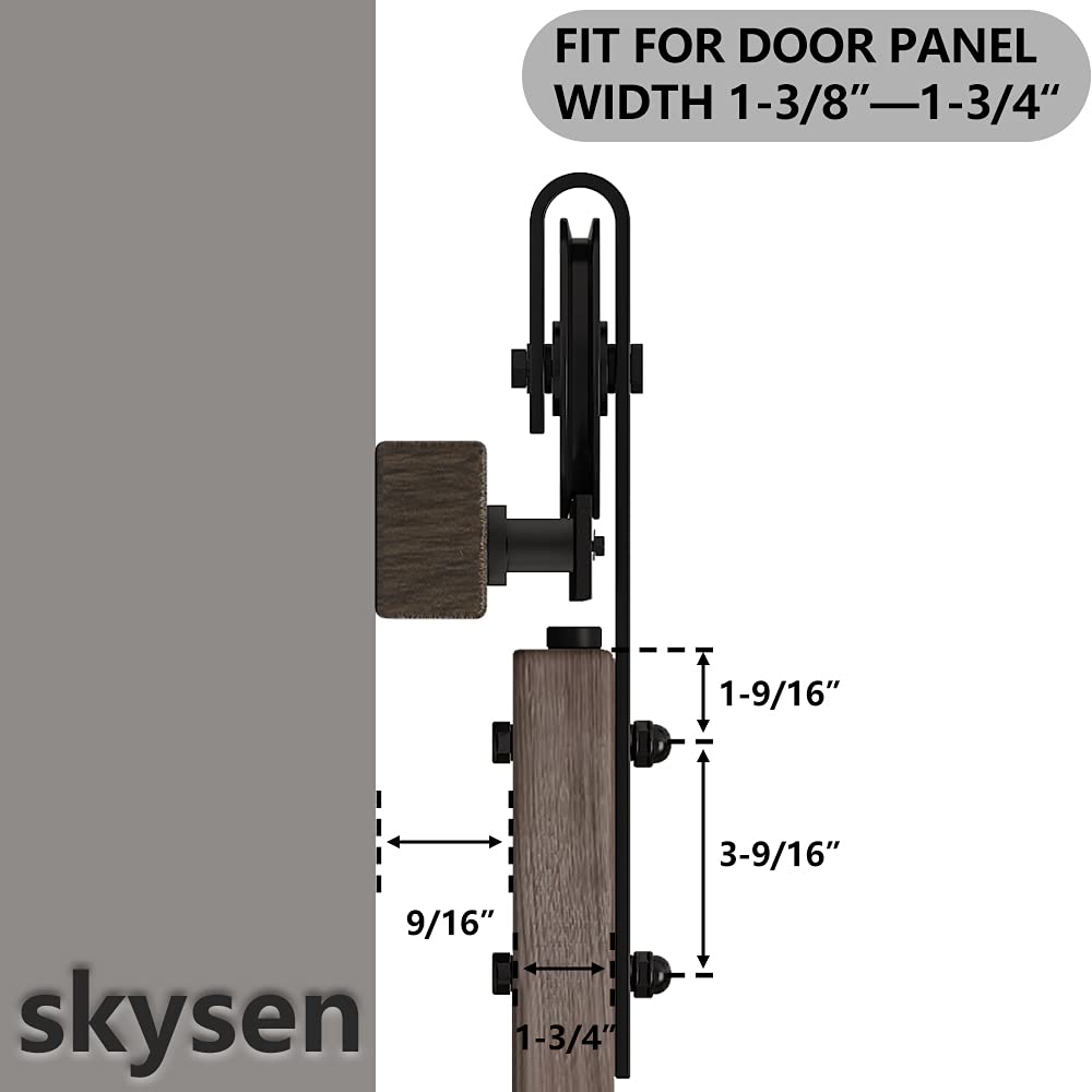 skysen Sliding Barn Door Hardware Roller Set Black (Spoke Wheel Hanger Set)