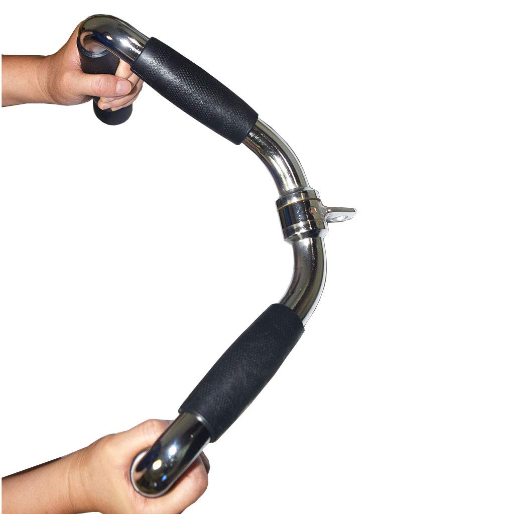 yuhqc Lat Cable Machine Attachment Curl Pulldown Barbell Revolving Bar, Multi-Exerciser Cable Attachment, Solid Steel Tricep Press Down Bar with Rubber Handgrips & Revolving Hanger(M)