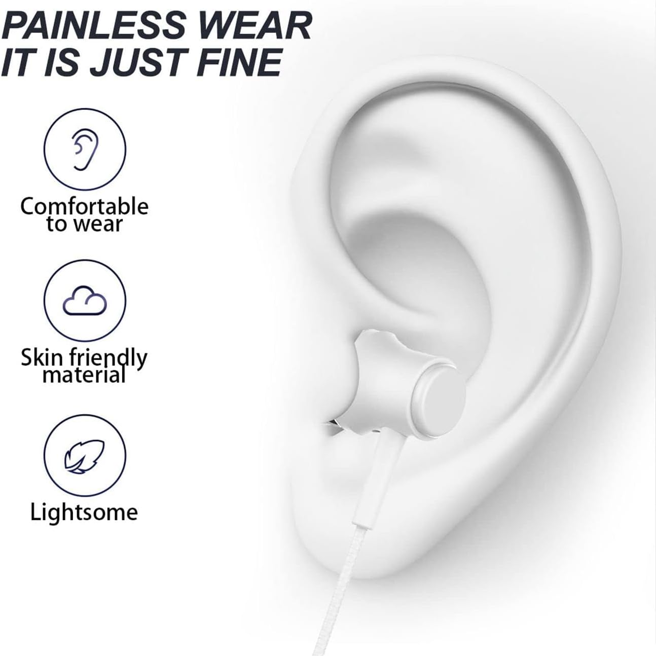 Mezqai 2 Packs- 3.5mm Wired Earbuds with Mic, in Ear Headphones, Wired Jack Headse, Noise Cancelling Headphones, Clear