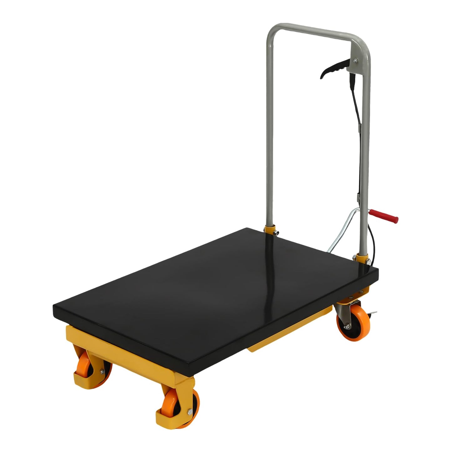 Single Scissor Lift Table, 500lbs Hydraulic Lift Table Cart 28.5" Lift Height Manual Hydraulic Scissor Cart Multi-Function Mobile Platform Cart with 4 Wheels for Material Handling and Transportation