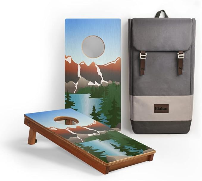 Elakai National Parks Series Premium Travel Cornhole Boards with Carry Case Backpack 1x2