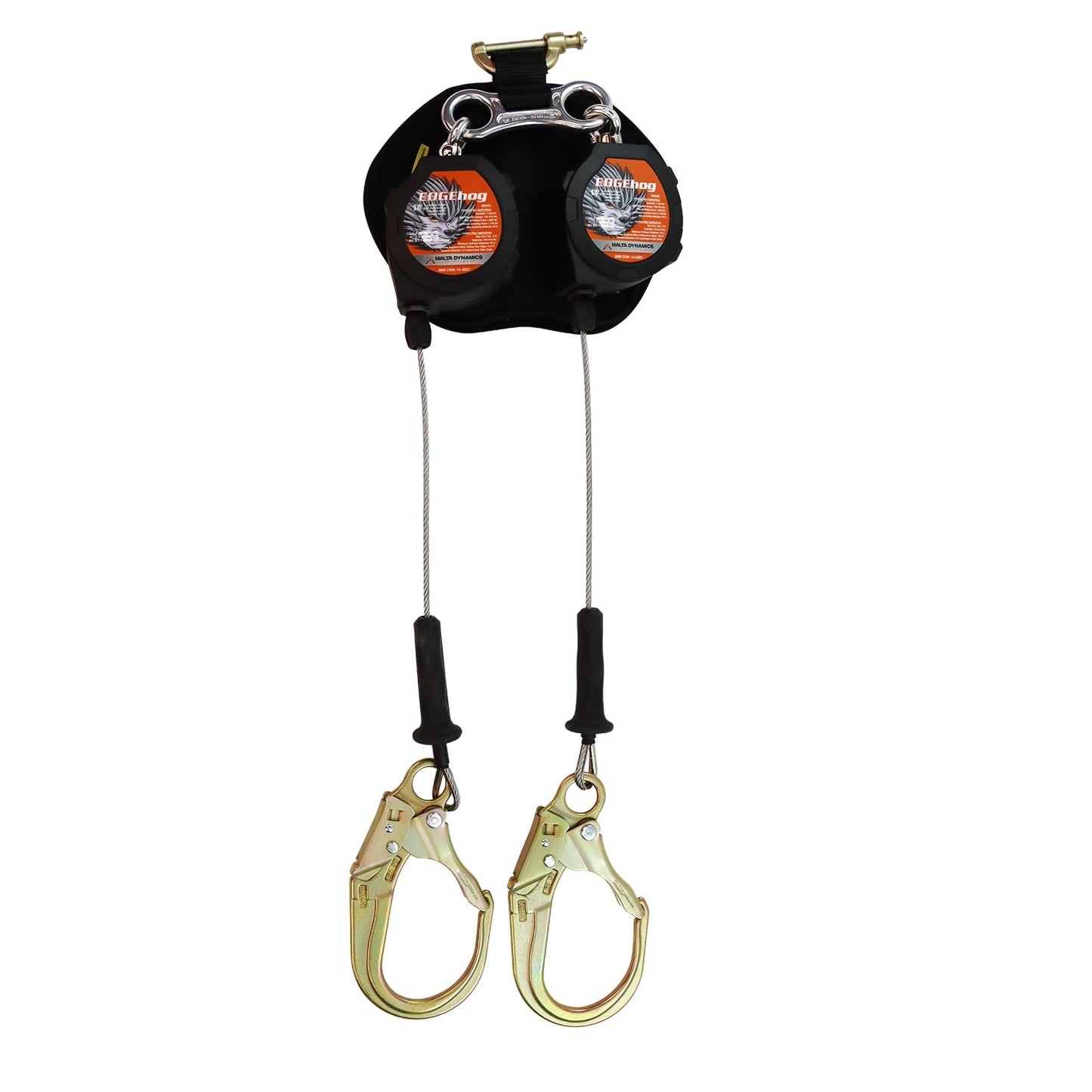 Malta Dynamics Edgehog Leading Edge 10 ft. Self-Retracting Lifeline (SRL) with Snap Hook | Galvanized Steel Cable Lifeline | ANSI Z359.14-2021 | 310 lb. Capacity (Dual Leading Edge 10' W/Rebar Hook)
